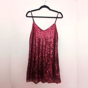 Red sequin party dress